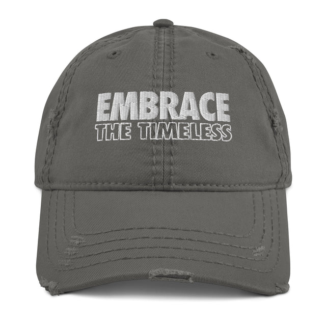 Embrace The Timeless / Distressed Dad Hat - Nissimoo Corporation - Vintage t-shirts - 90s fashion - retro style